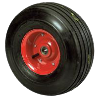 Ribbed tyred wheel with bearing